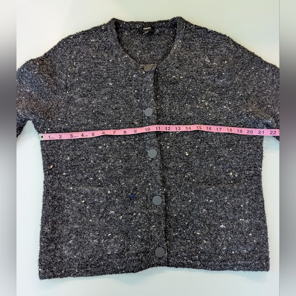 Theory Wool Tweed Boucle Button Up Cardigan Large - Picture 11 of 11